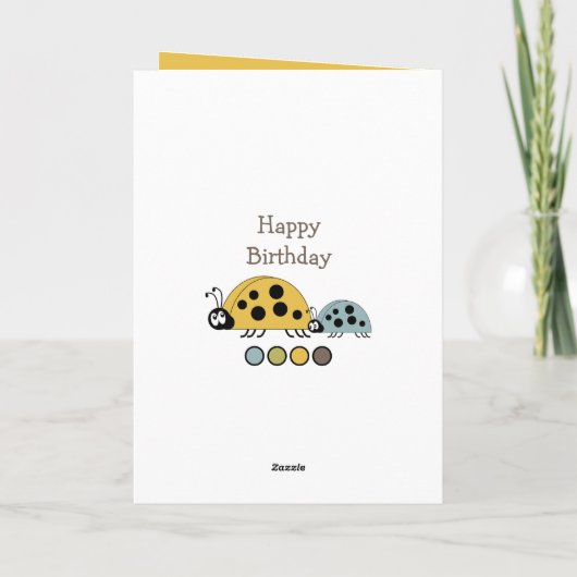 Schattig neefje ladybugs speciale jongen geel groe kaart (Achterkant)
