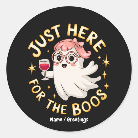 Schattig Nerd Geest Halloween Drinken Pun Design Ronde Sticker (Voorkant)