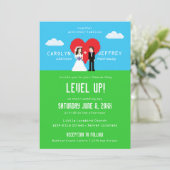 Schattig nerdy 8-bit bruiloft uitnodigingen (Staand voorkant)