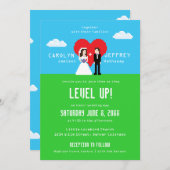 Schattig nerdy 8-bit bruiloft uitnodigingen (Voorkant / Achterkant)