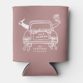 Schattig Net Getrouwd Auto Mauve Bruiloft Blikjeskoeler (Voorkant)