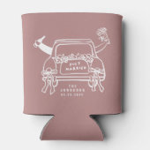 Schattig Net Getrouwd Auto Mauve Bruiloft Blikjeskoeler (Achterkant)
