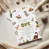 Schattig Neutraal Oerwoud Dinosaurus 1e Verjaardag Kaart