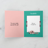 Schattig niece ladybugs speciaal meisje groen roze kaart (Binnen)