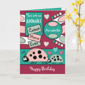 Schattig niece ladybugs speciaal meisje groen roze kaart (Gele Bloem)