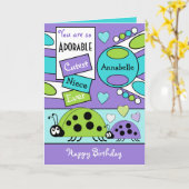 Schattig niece ladybugs speciaal meisje paars groe kaart (Gele Bloem)