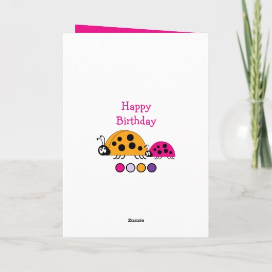 Schattig niece ladybugs speciaal meisje paars roze kaart (Achterkant)
