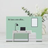 Schattig Nieuw Kantoor Adreswijziging Groen Bureau Aankondiging (Staand voorkant)