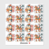 Schattig Nieuwjaar | 马年 Viering Aangepaste Sticker (Vel)