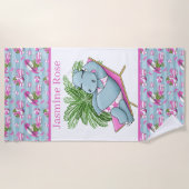 schattig nijlpaard lover naam toevoegen strandlaken (Voorkant)