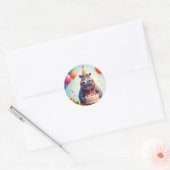 Schattig nijlpaard viert verjaardag met taart ronde sticker (Envelop)