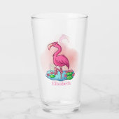 schattig noem roze flamingo glas (Achterkant)