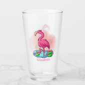 schattig noem roze flamingo glas (Voorkant)