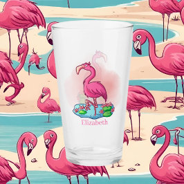 schattig noem roze flamingo glas