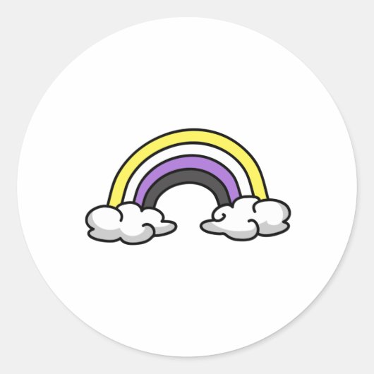 Schattig Non-binair Regenboog Ronde Sticker (Voorkant)