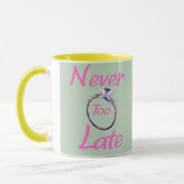 Schattig nooit te laat  mok (Links)