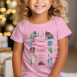 Schattig Noordse skidorp Kerstfeest T-shirt