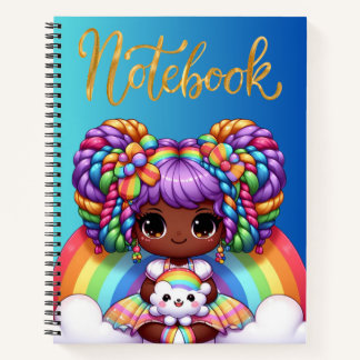 Schattig notitieboek/Beeldige Regenboog chibi meis Notitieboek