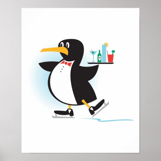 schattig ober pinguïn op schaatsen poster (Voorkant)