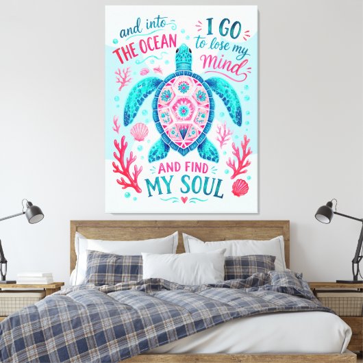 Schattig Oceaan Grappenmaker Ingepakt Canvas Muurk Afdruk (Insitu (Slaapkamer))