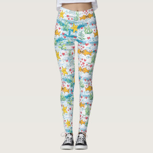 Schattig Oceaan Liefdespatroon Cute Vissen & Zee Leggings