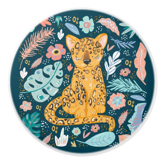 schattig Oerwoud-cheeta-decor Keramische Knop (Voorkant)