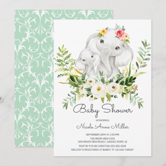 Schattig Oerwoud Dieren Baby shower Kaart (Voorkant / Achterkant)