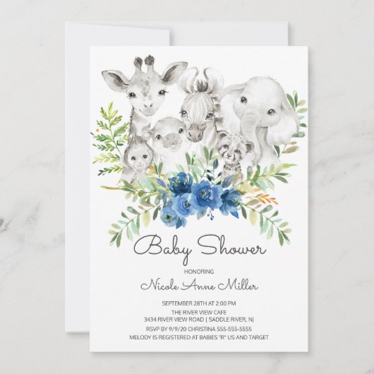 Schattig Oerwoud Dieren Baby shower Kaart (Voorkant)