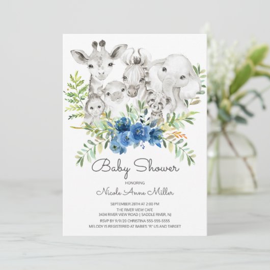 Schattig Oerwoud Dieren Baby shower Kaart (Staand voorkant)