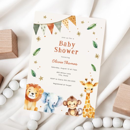 Schattig Oerwoud Dieren Baby shower Kaart