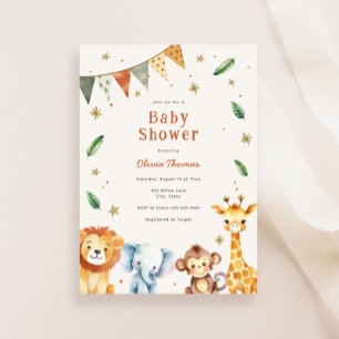 Schattig Oerwoud Dieren Baby shower Kaart