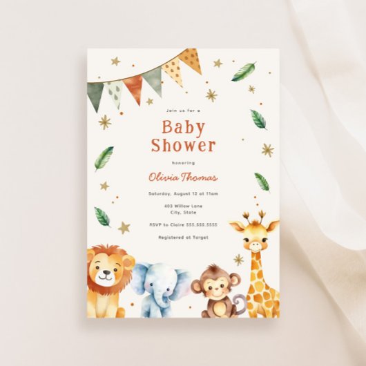 Schattig Oerwoud Dieren Baby shower Kaart