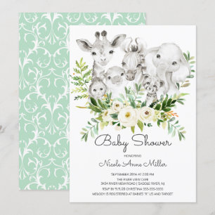 Schattig Oerwoud Dieren Baby shower Kaart