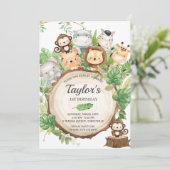 Schattig Oerwoud Dieren Greenery 1e verjaardag Kaart (Staand voorkant)