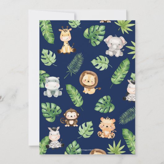 Schattig Oerwoud Dieren Greenery 1e verjaardag Kaart (Achterkant)