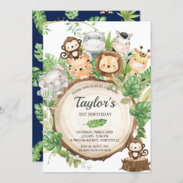 Schattig Oerwoud Dieren Greenery 1e verjaardag Kaart