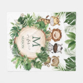 Schattig Oerwoud Dieren Tropische Safari Groen Fleece Deken (Voorkant (Horizontaal))