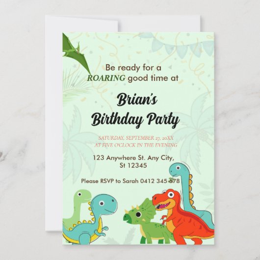 schattig oerwoud dinosaurus jongen verjaardag kaart (Voorkant)