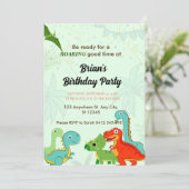 schattig oerwoud dinosaurus jongen verjaardag kaart (Staand voorkant)