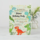schattig oerwoud dinosaurus jongen verjaardag kaart (Staand voorkant)