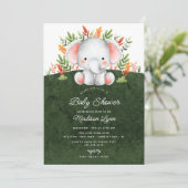 Schattig Oerwoud Elephant Baby shower Kaart (Staand voorkant)