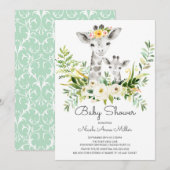 Schattig Oerwoud Giraffe Baby shower Kaart (Voorkant / Achterkant)