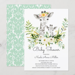 Schattig Oerwoud Giraffe Baby shower Kaart