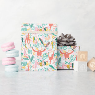 Schattig Oerwoud happy animal patroon in felle kle Cadeaupapier