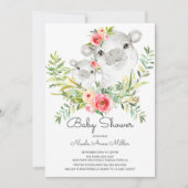 Schattig Oerwoud Hippo Baby shower Invitation Kaart (Voorkant)