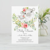 Schattig Oerwoud Hippo Baby shower Invitation Kaart (Staand voorkant)