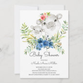 Schattig Oerwoud Hippo Baby shower Invitation Kaart (Voorkant)