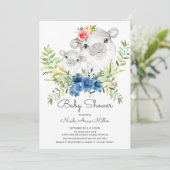 Schattig Oerwoud Hippo Baby shower Invitation Kaart (Staand voorkant)