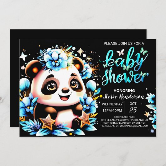Schattig Oerwoud Panda Delight Boy Baby shower Kaart (Voorkant / Achterkant)