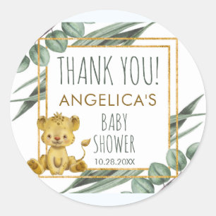Schattig Oerwoud Safari Lion Baby shower Hartelijk Ronde Sticker
